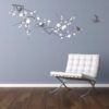 Branch with Blossom Dark Grey and White Wall Sticker