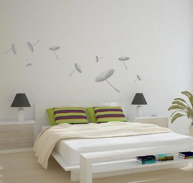 Floating Dandelions Wall Sticker Light Grey