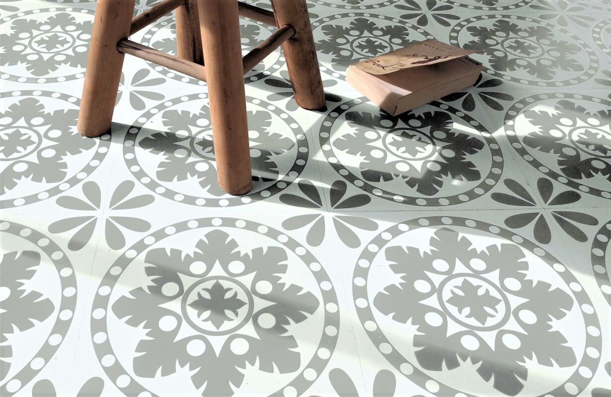 Sorzano Sage Vinyl Floor Tiles Update, Moroccan Grey Vinyl Floor Tiles