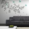 Spring Branches Grey with Turquoise Birds wall sticker
