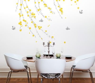 Trailing Blossom Grey and Yellow Wall Sticker wall sticker