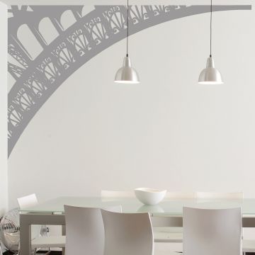 Eiffel Tower Arch Wall Sticker Grey