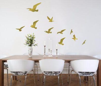 Flock of Birds Wall Sticker in Gold