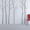 Urban Forest Wall Sticker Grey with White Birds