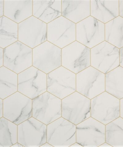 Marble Hex White Sheet Vinyl Flooring