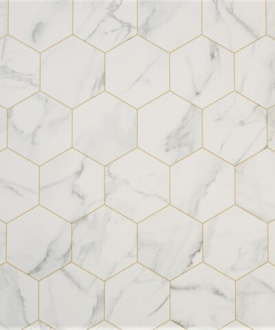 Marble Hex White Sheet Vinyl Flooring