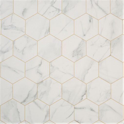 Marble Hex White Sheet Vinyl Flooring