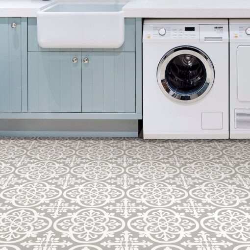 Medina Vinyl Floor Tiles kitchen Grey and White