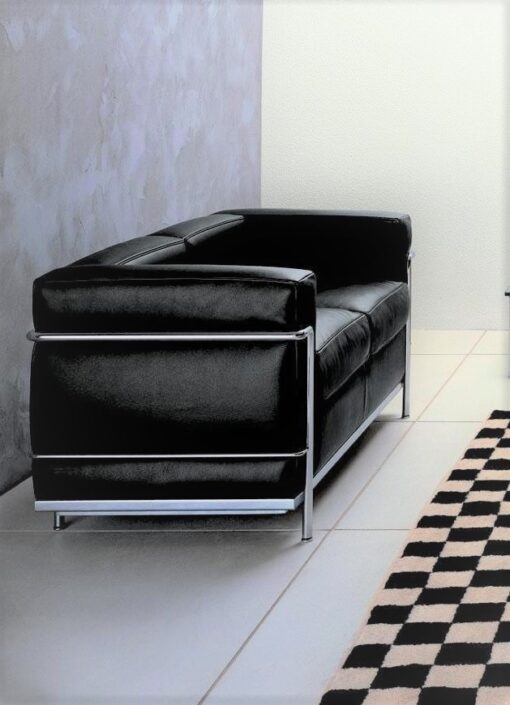 Black Le Corbusier LC2 2 Seater Sofa
