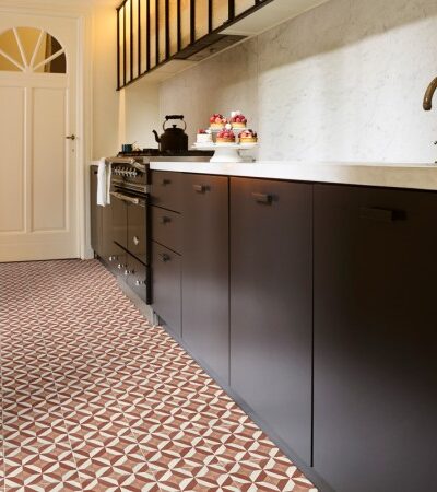 Modernist Red Sheet Vinyl Flooring