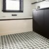 Retro Floral Grey Sheet Vinyl Flooring