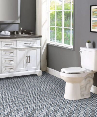 Modernist Blue Sheet Vinyl Flooring