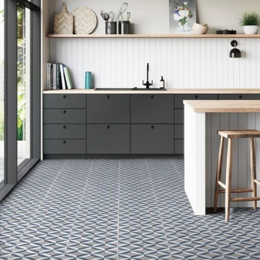 Modernist Blue Sheet Vinyl Flooring