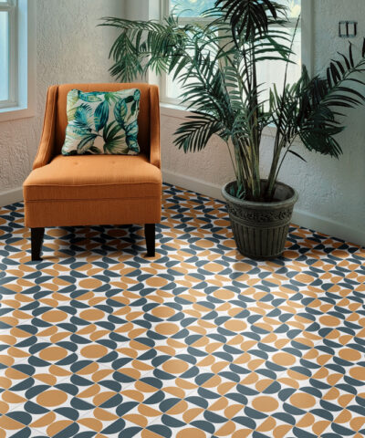 MCM Ochre Sheet Vinyl Flooring