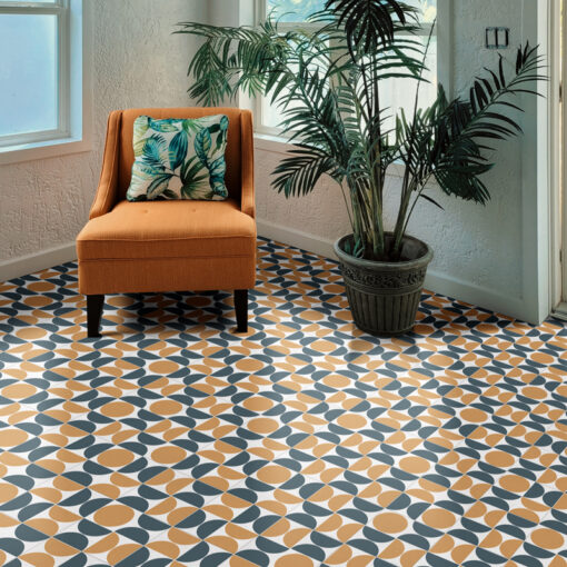 MCM Ochre Sheet Vinyl Flooring